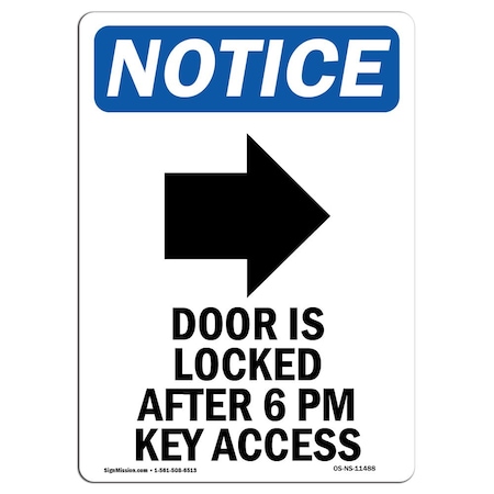 Signmission Safety Sign, OSHA Notice, 24" Height, Door Is Locked After Sign With Symbol, Portrait OS-NS-D-1824-V-11488